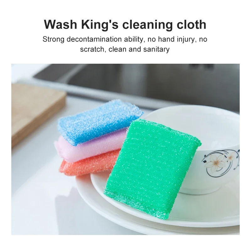 4PCS/Lot Stainless Steel Wire Sponge Scouring Cloth Kitchen Decontamination Clean Bowl/dish/pot Brush Household Cleaning Tool