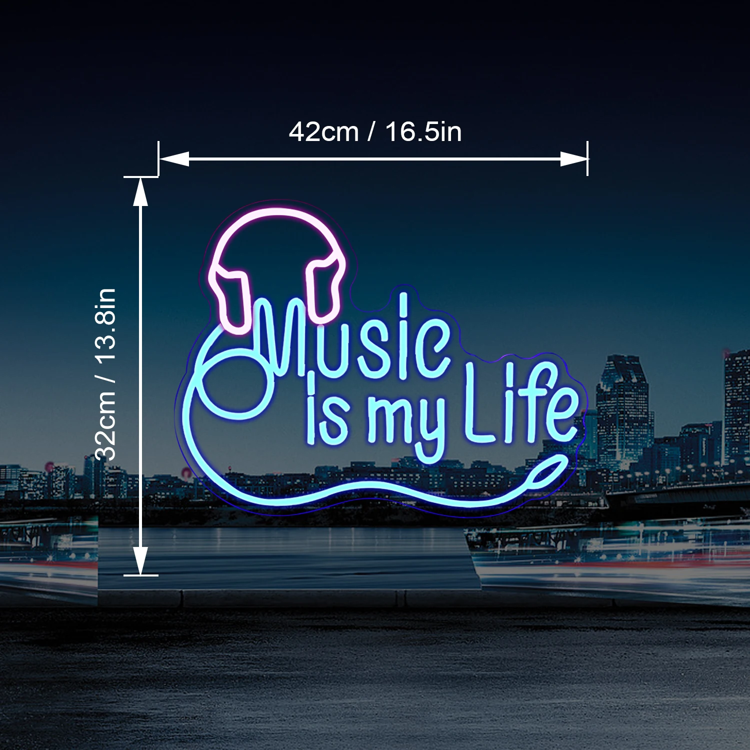 Music Is My Life Neon Signs Headphone Neon Light Up Sign Bedroom Live Music Studio Club Music Home Bars Party Night LED Lights