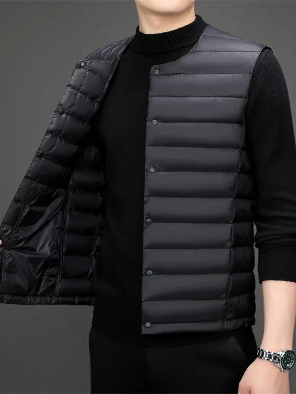 

Men's Lightweight ort down Vest Autumn Winter New Sle Warmth Faionable Inner Wear Versatile Polyester Fiber Soft Du down