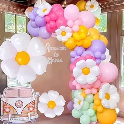125Pcs Daisy Balloon Arch Garland Kit Yellow Daisy Flower Macaron color Balloons Girls Birthday Baby Shower Party Decorations