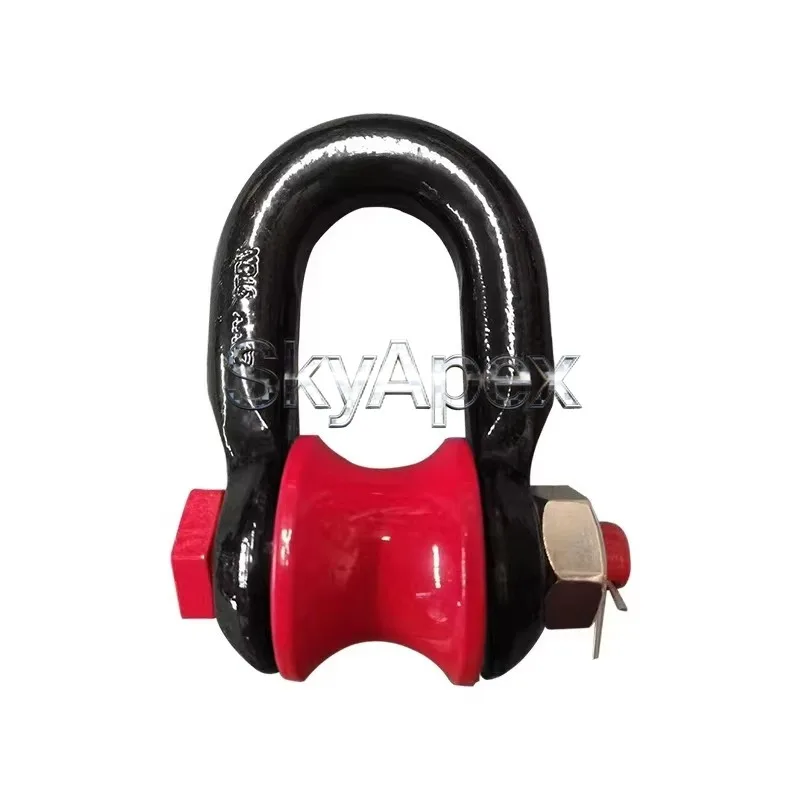 Heavy Duty D Type Shackle With Pulley Roller For Ship Marine Lifting 3T 5T Wire Rope Lifting Ring Industrial Use Portable