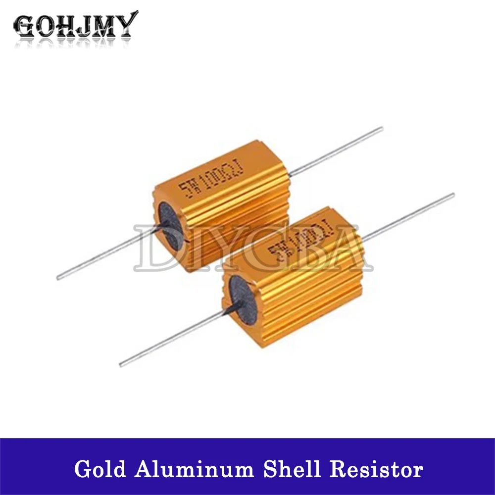 1PCS RX24 5W Aluminum Power Metal Shell Case Wirewound Resistor 0.01 ~ 15K 1 2 3 5 6 8 10 20 100 150 200 300 500 1K 10K ohm