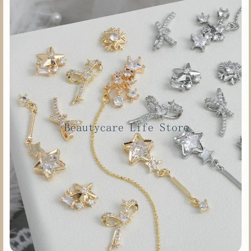 652C Dangle Art Charm Star Charms Zircon Bowknot Rhinestones DIY Art Decoration for Women Girl