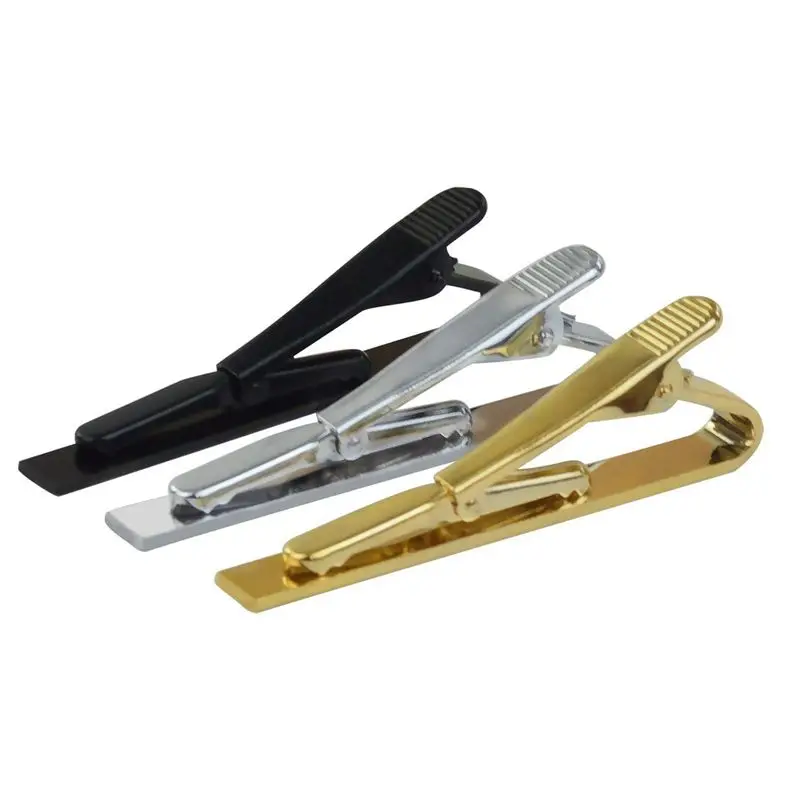 6Pcs Tie Bar Clip, Tie Tack Pins Tie Clips Men Silver Gold Black Necktie Bar Pinch Clip Set 2.2 Inch Clasps