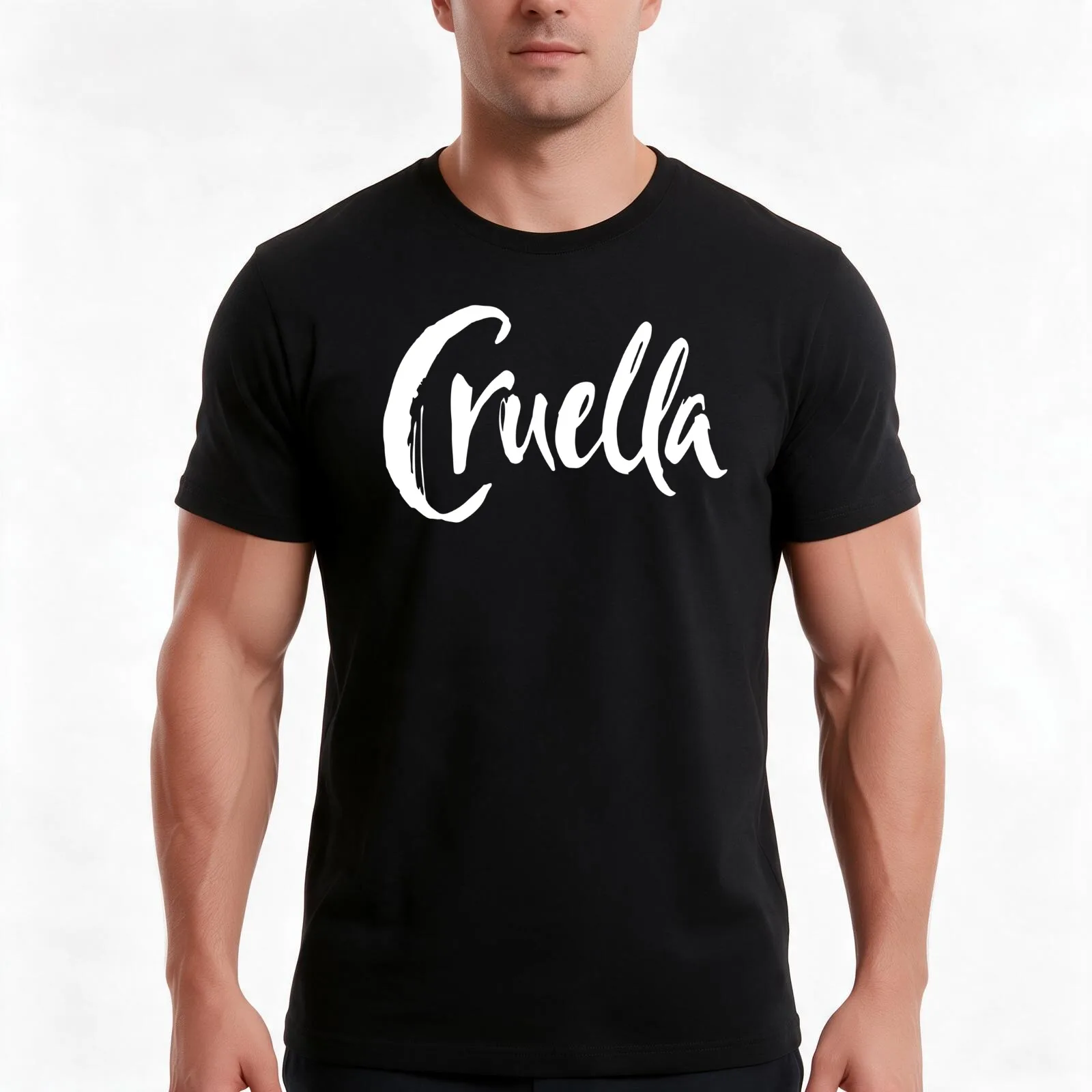 Cruella in black and white T-Shirt, Summer Casual Cotton Tee, Oversized Streetwear Tops, Vintage Graphic Print, Unisex Men Women