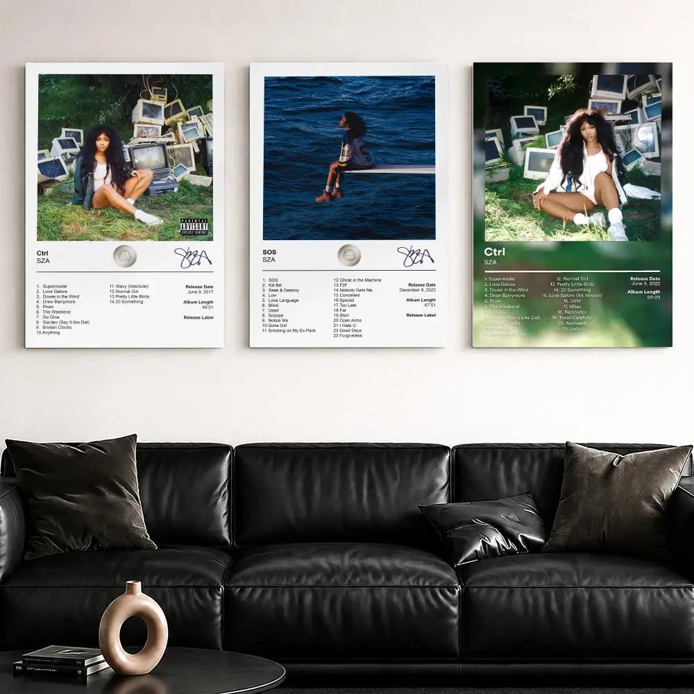 Singer Album S-Sza Framed Wall Painting Ready to Hang Canvas Poster for Bedroom Living Room Hallway Home Decor Gift
