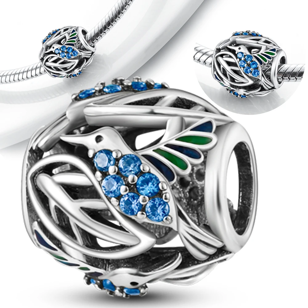 

Spring Blue Zircon Bird Beads 925 Sterling Silver Original Beads Fit Original 925 Charms Bracelet Beads Jewelry Gifts for Women