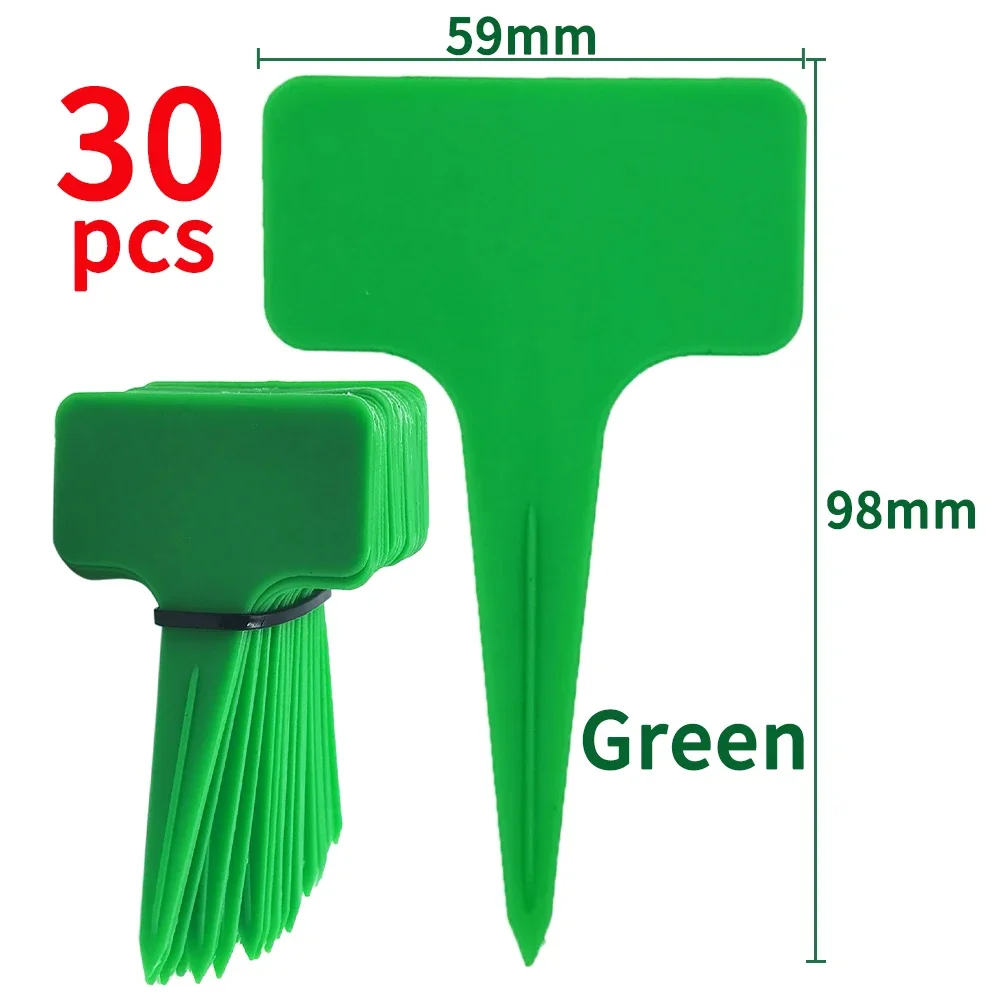 yes30PCS T-Shape Plastic Waterproof Plant Tags Marker Sign 59*98mm Flower Seedling Colorful Potted Bonsai Succulent Garden Label