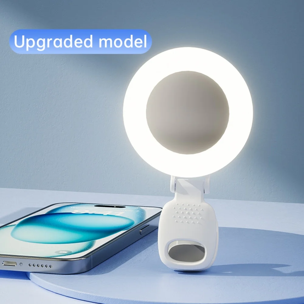 

Портативный мини-светильник с регулируемой яркостью для селфи, перезаряжаемый зажим для iPhone, Samsung, телефона, макияжа, фотографии, светодиодные фонари