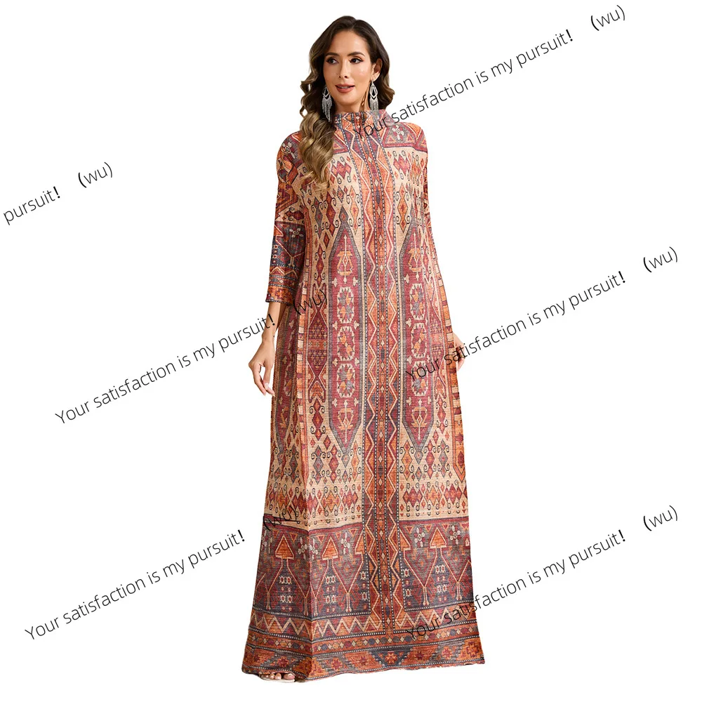 

Модное женское плиссированное платье больших размеров Miyake с принтом