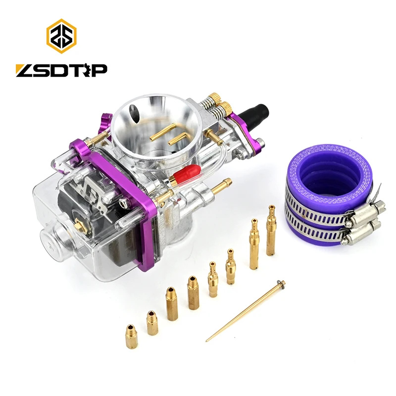 ZSDTRP PWK Racing Carburetor Double Power Jet 24/26/28/30/32/34mm With Transparent Float Bowl For 2T 4T Engine