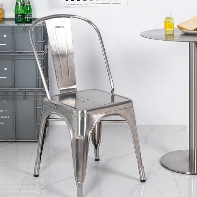 

Industrial Loft Metal Dining Chair Creative Backrest Stool for Cafe Trendy Home and Living Room Seating Nordic Furniture