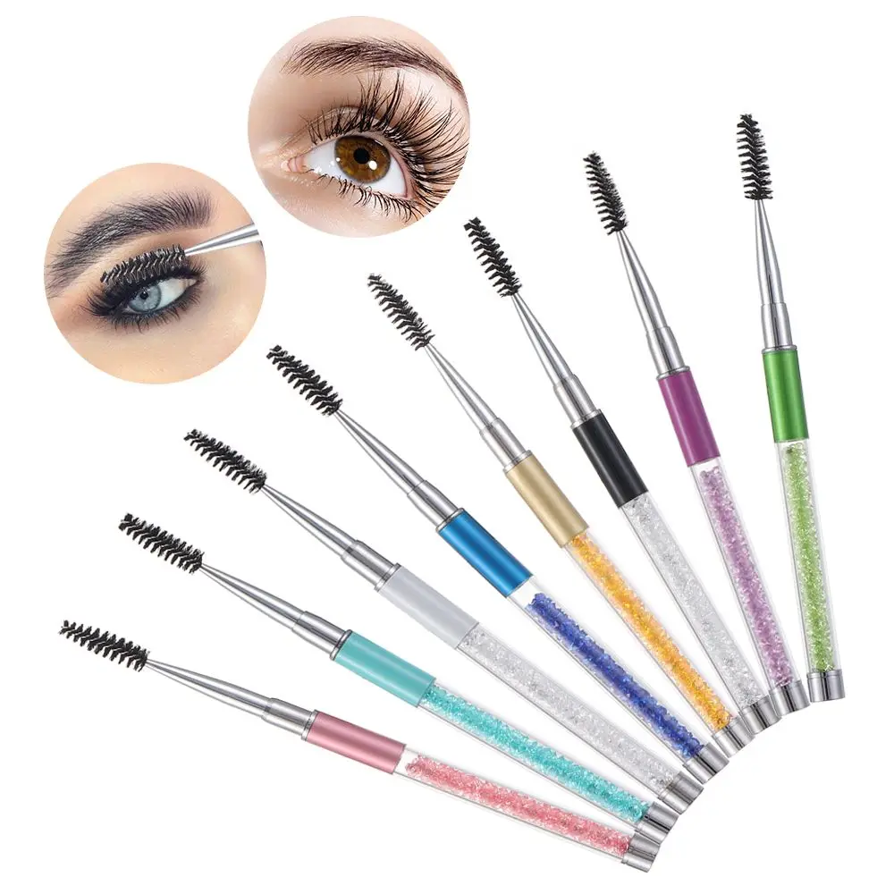 1 PC Vrouwen Schoonheid Uitbreiding Enten Gereedschap Strass Handvat Spiraal Wands Mascara Applicator Wenkbrauw Kam Wimper Borstels