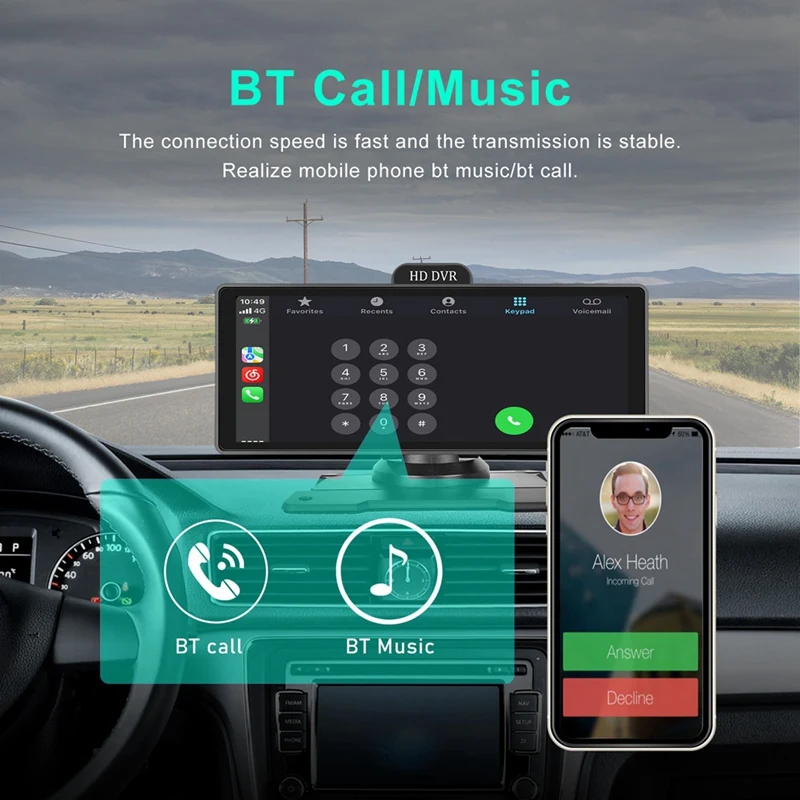 APPLIA-10.26In 4K DVR Monitor samochodowy Carplay Android Auto Dashboard ADAS Dash Cam Dual Cameras GPS Navigation WIFI FM IPS Screen