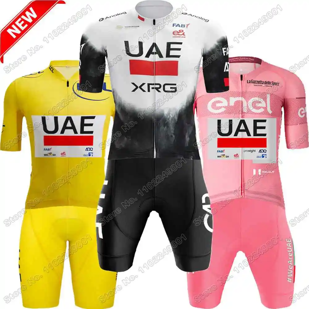 2025 Pink UAE Team Cycling jersey Italy Tour Set Tadej Pogačar Cycling Clothing Men Road Bike Shirts Suit Bicycle Bib Shorts