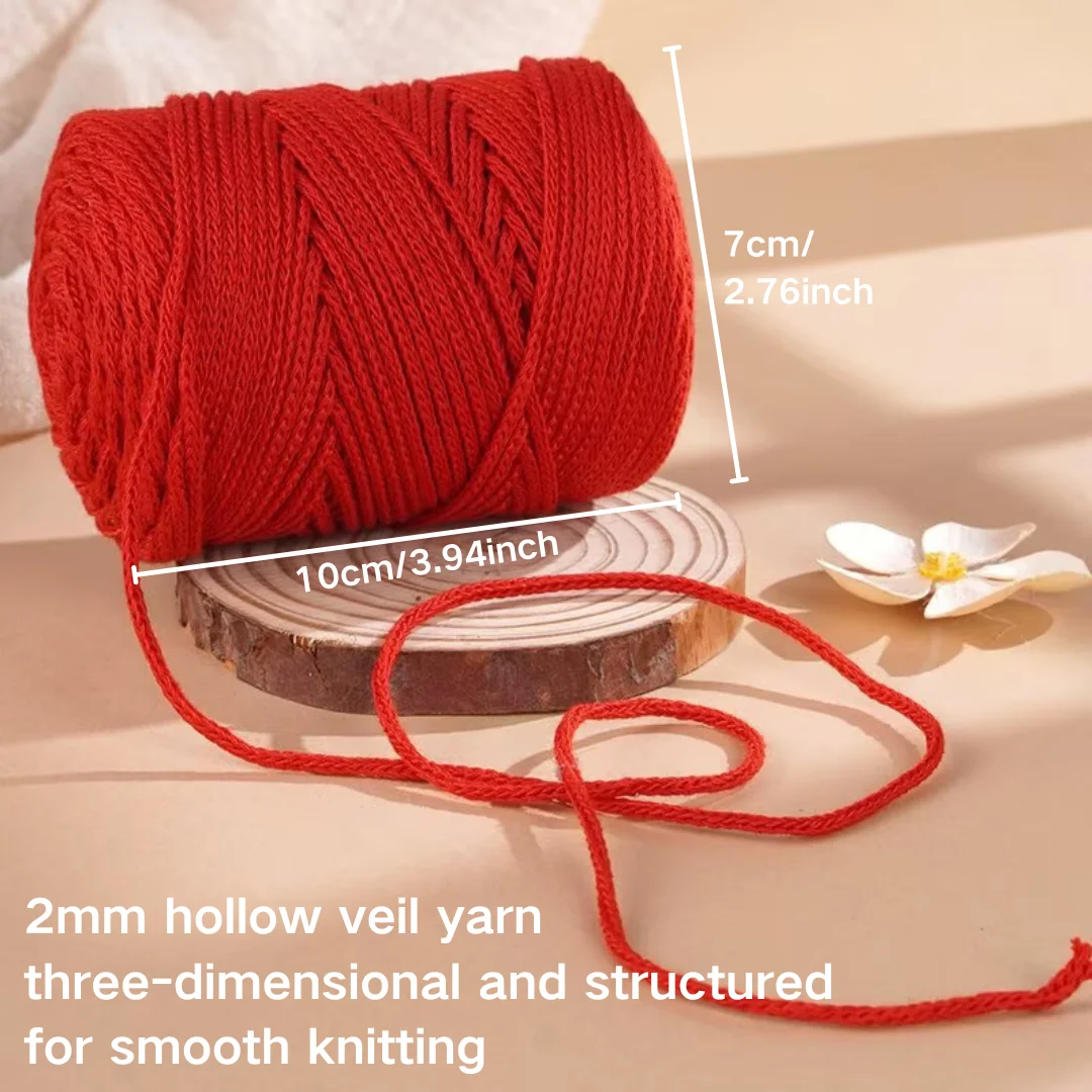 2 Stück Neues Reines Baumwoll-Hohlgarn, Verschleißfest und Waschbar, Geeignet zum Stricken von Mützen, Kissen, Taschen, Untersetzern und Mehr. – Detail 3
