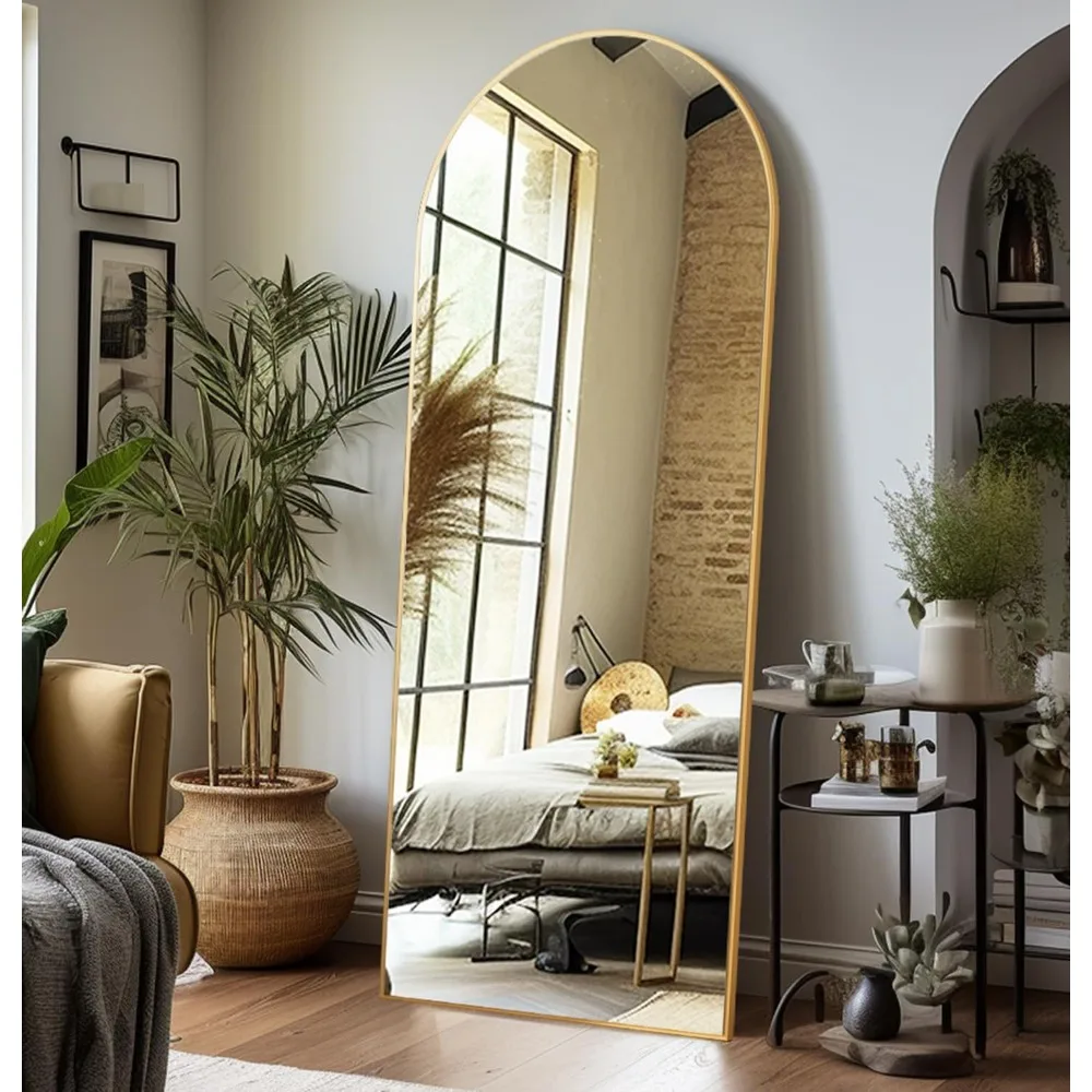 

Floor Mirror 65" x 21" Full Length Wall Mirror Hanging or Leaning Arched-Top Full Body Mirror with Stand for Bedroom
