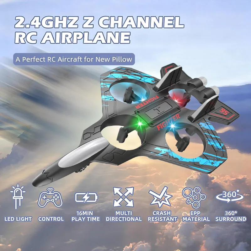 Getto da caccia per aereo RC in schiuma con luce 360 °   Flip Stunt Aereo telecomandato giocattolo regalo per bambini e adulti