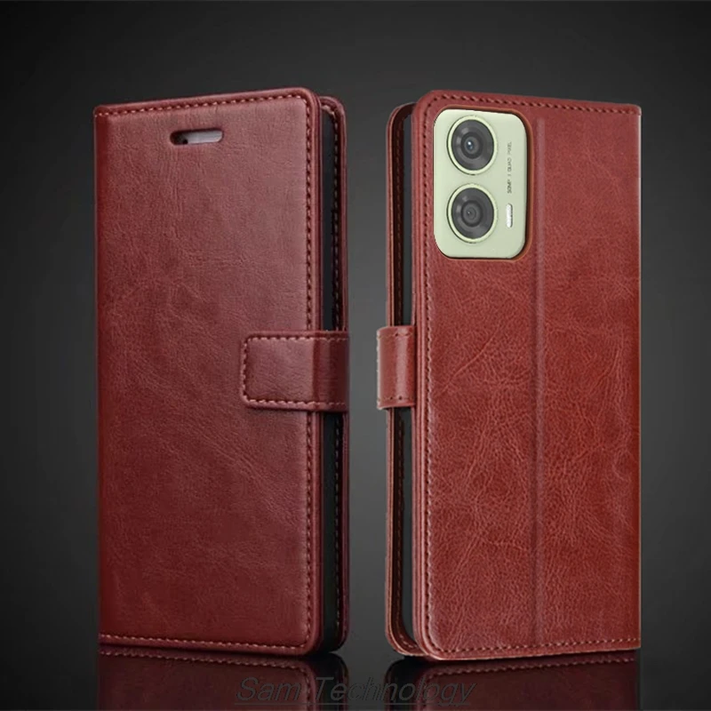 Чехол-держатель для карт для MOTOROLA Moto G24 4G / G04 4G, откидная крышка из искусственной кожи, чехол-бумажник в стиле ретро, чехол для телефона Business Fundas Coque