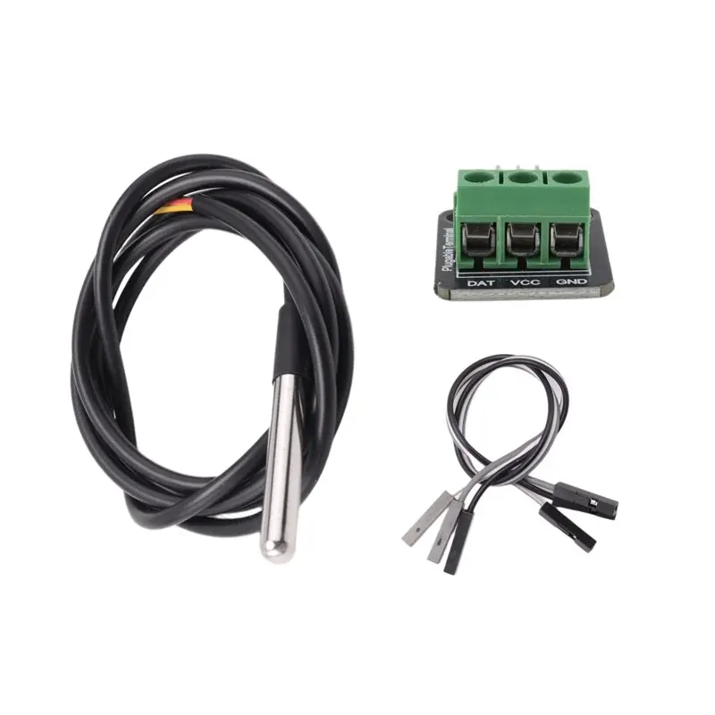 AB33-DS18B20 Temperature Sensor Module Kit Waterproof 100CM Digital Sensor Cable Probe Terminal Adapter For Arduino