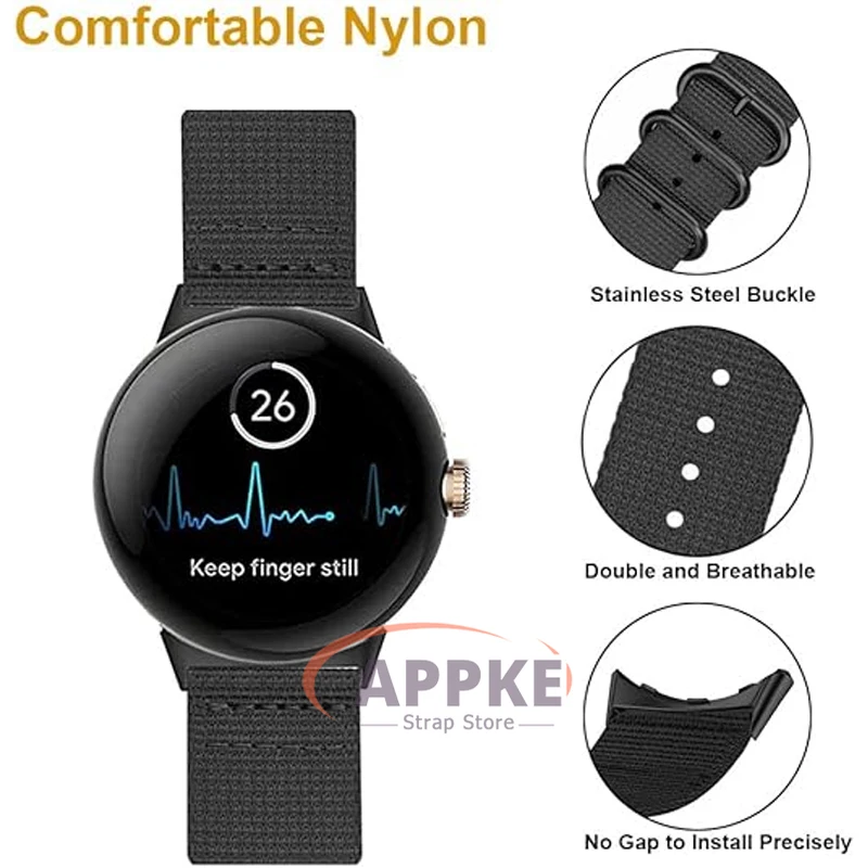 Nylon Strap for Google Pixel Watch 2 Band Sport Adjustable Breathable Bracelet Wristband for Google Pixel Watch 2/1 20mm