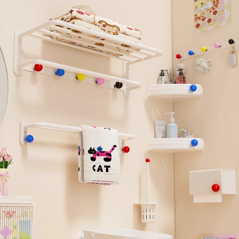 

‌ Органайзер в кремовом стиле, космическая алюминиевая вешалка для полотенец, водонепроницаемая полка без сверления, настенное хранилище в ванной комнате цвета допамина