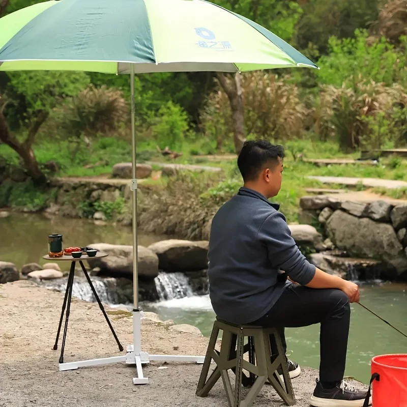 

Outdoor Beach Sun Umbrella Advertising Umbrella Floor Four-Leg Tripod Foldable/Portable Umbrella Stand Base