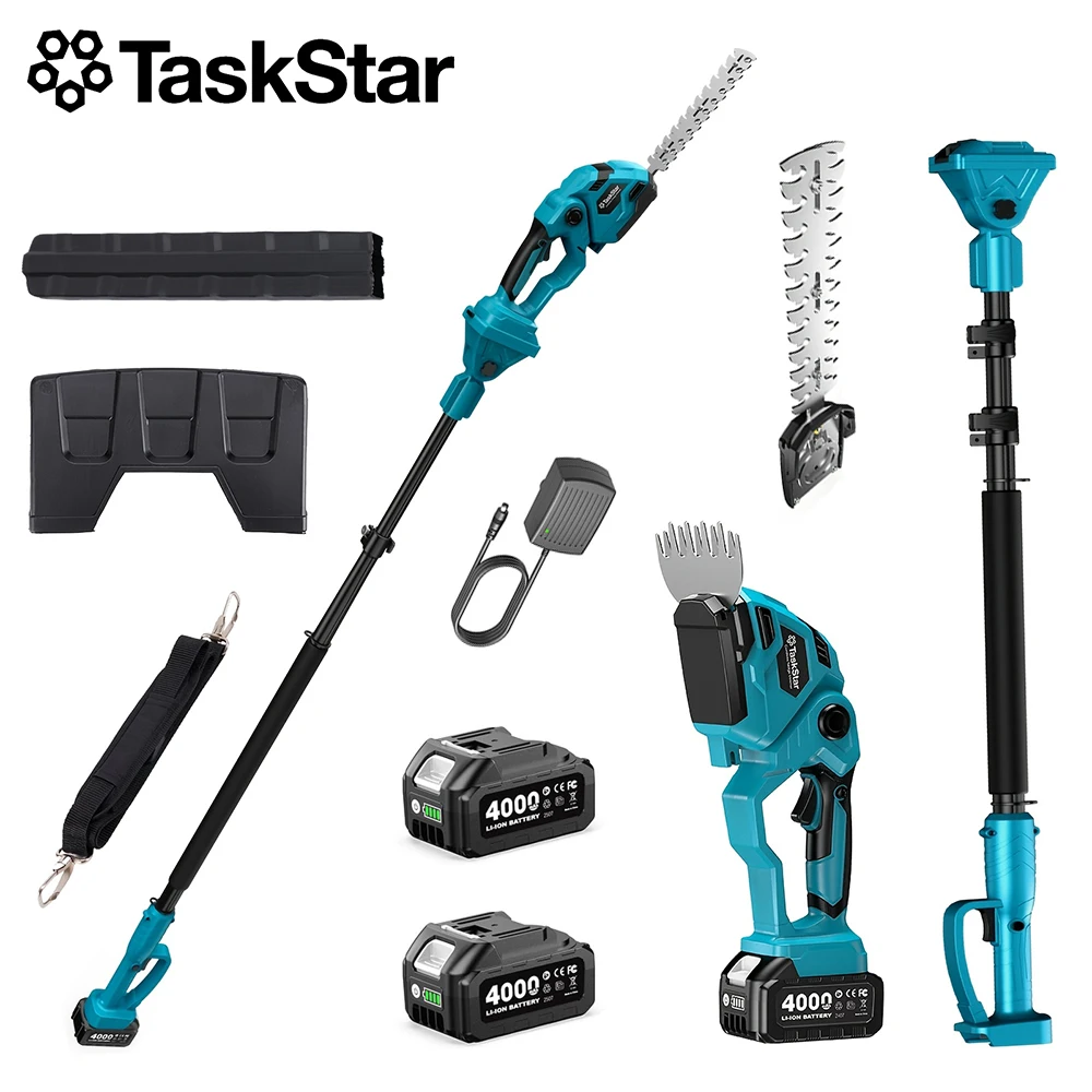 

Аккумуляторный телескопический кусторез TaskStar 3-в-1: электрические ножницы для травы и кусторез для сада, удаления сорняков и обрезки веток деревьев