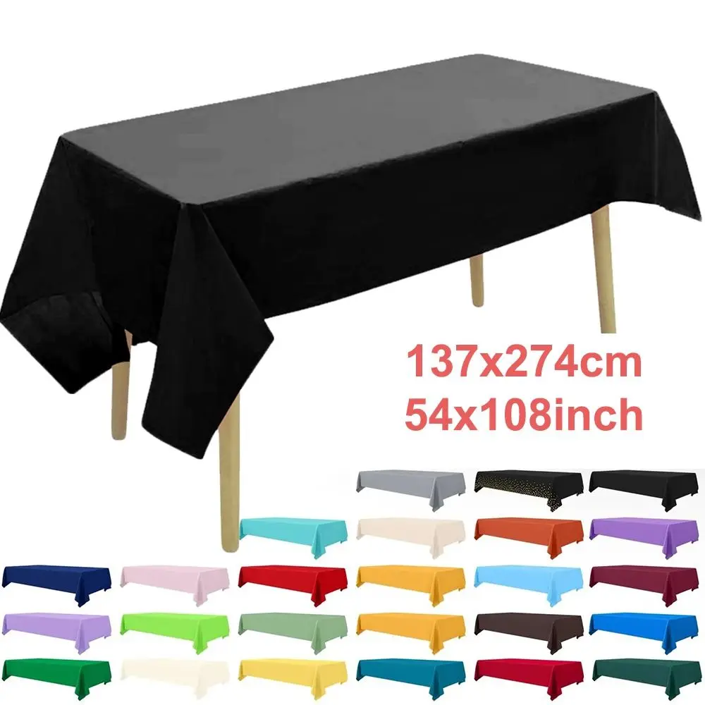 New 54x108inch Disposable Table Cloth Waterproof Oil-Proof Plastic Table Covers Rectangle Table Protector Outdoor