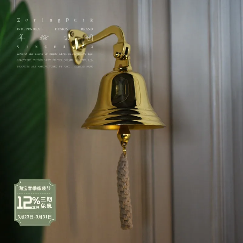 Vintage decorative atmosphere Door head wall hanging copper bell