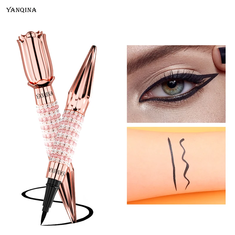 Black Cosmetics Eyeliner Pen, Not Easy Smudge, Eyeliner impermeável, Maquiagem dos olhos, Fast Quick Dry, Queen Luxury Eyeliner