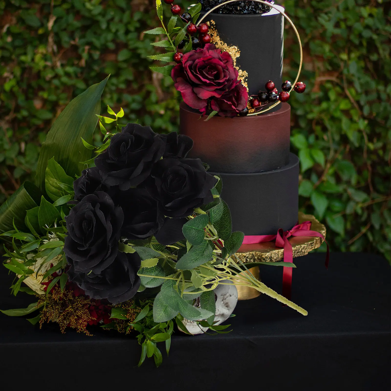 

Black Rose Decoration Simulation Flower Adornment Artificial Bouquet Halloween Flowers