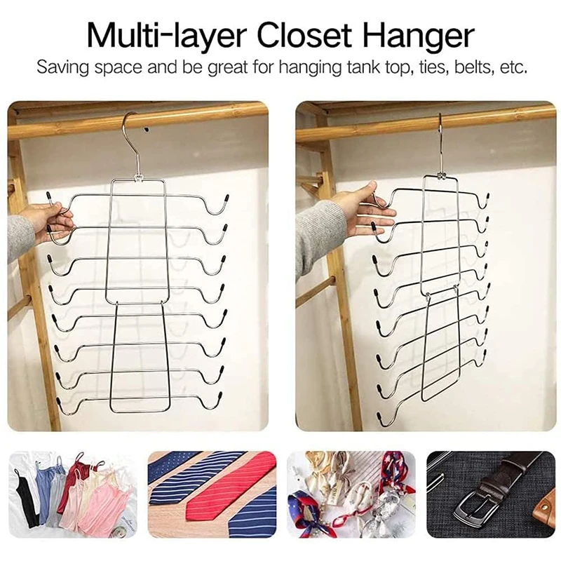 Metal Clothes Rack Tank Top Hangers Foldable Multilayer Hangers Closet Bra Vest Pyjamas Swimsuit Underwear Storage Saving Space