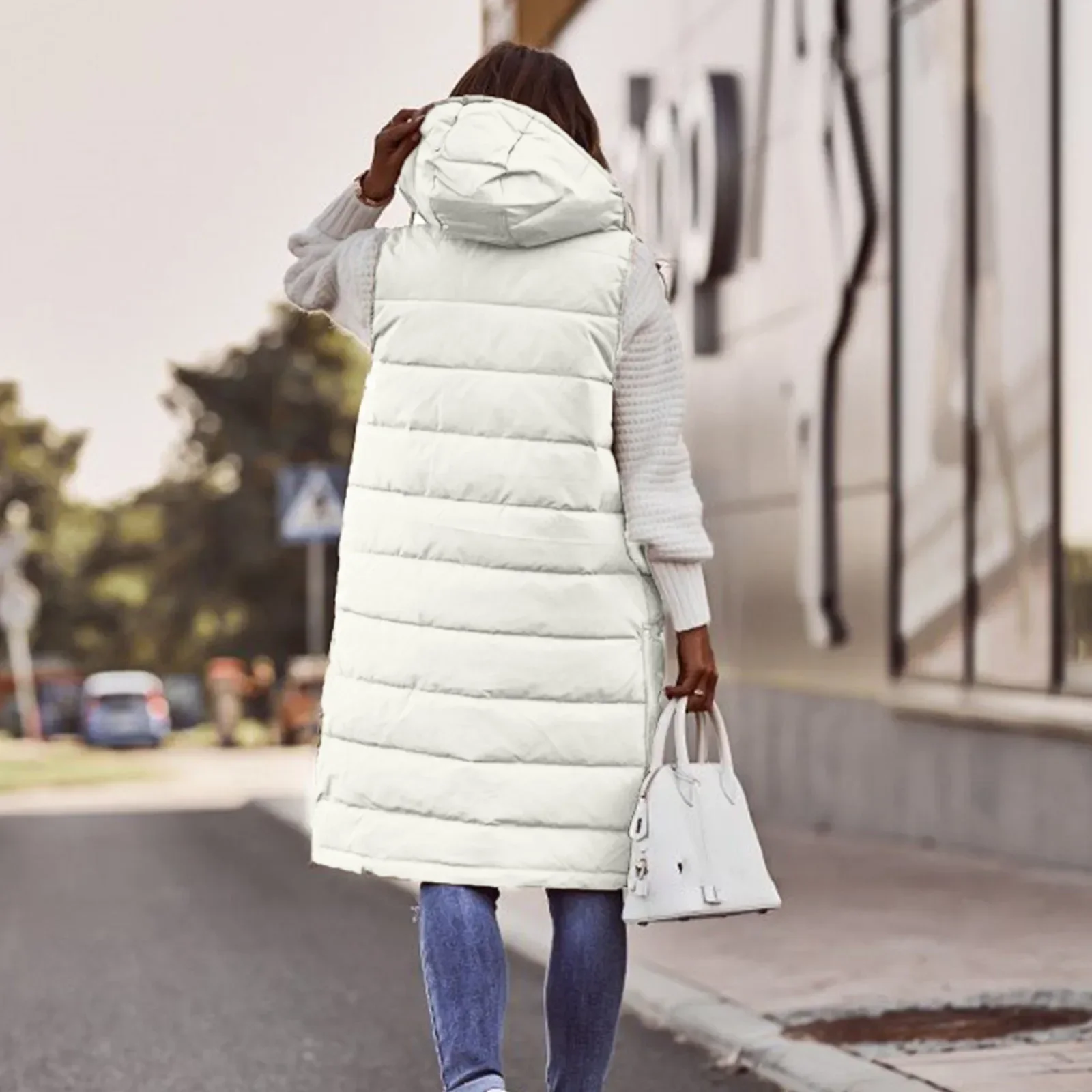 Women Long Sleeve Loose Hooded Parka Coat Jacket Pockets Solid Color Zipper Button Fashion Casual Parkas Coats image 5