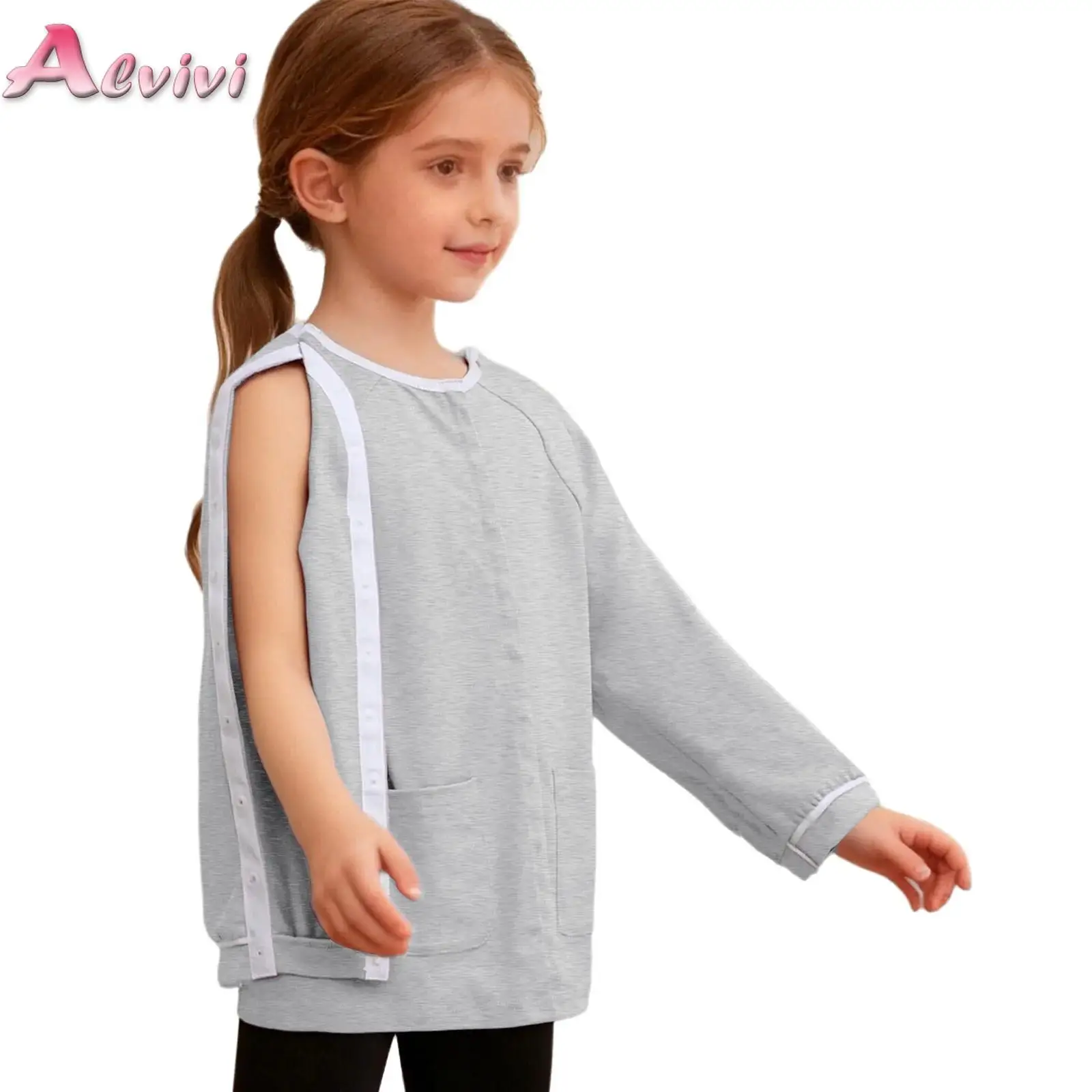 

Easy Wear Take Off Button Patient T-shirt Kid Boy Girls Postoperative Acupuncture Tops Bedridden Care Clothing for Arm Fractures