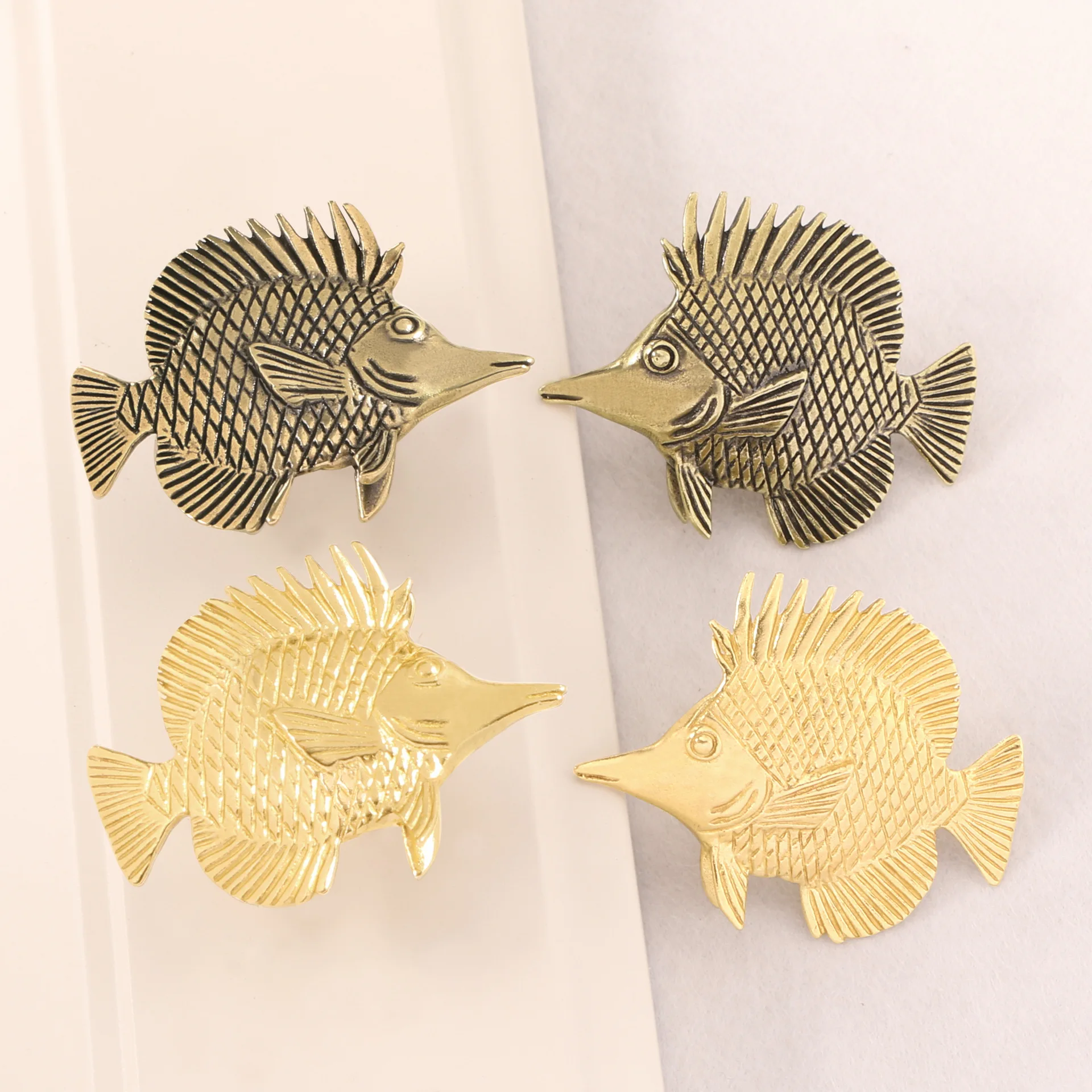 

A Pair of Sea Longnose Fish Door Handles Cabinet Pulls Door Metal Handle Knobs Brass Knobs Decorative Drawers DIY