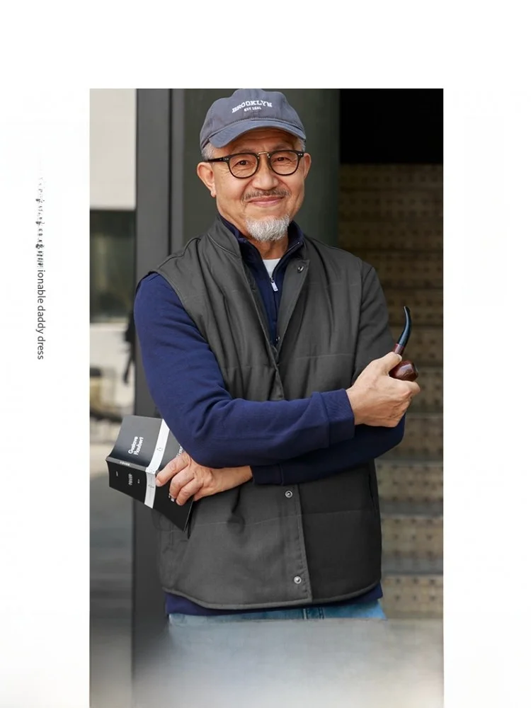 

Warm Cotton Vest for Middle-Aged And ly Men Lightweight Loose Outerwear Faionable Urban Sle Winter Coat andpa