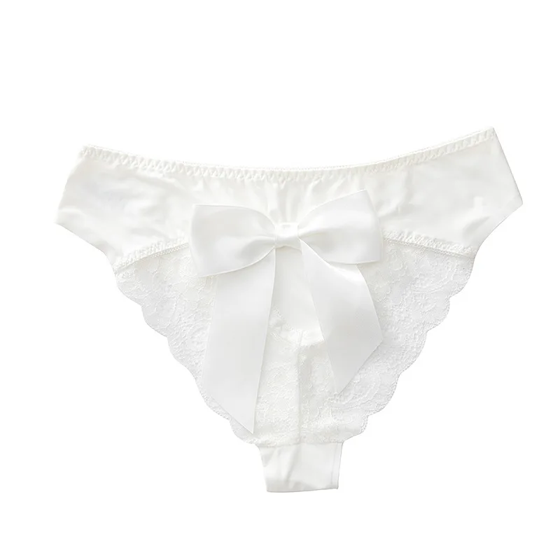 Culotte en dentelle taille haute sans couture pour femmes, sous-vêtements sexy, slips confortables pour filles, caleçons à nœud, lingerie à la mode