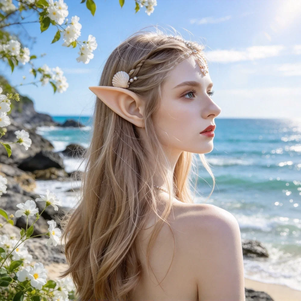 2Pair Elf Ears, Fairy Pixie Pointy Ears for Cosplay Costume, Soft Prosthetic Ears for Halloween Party