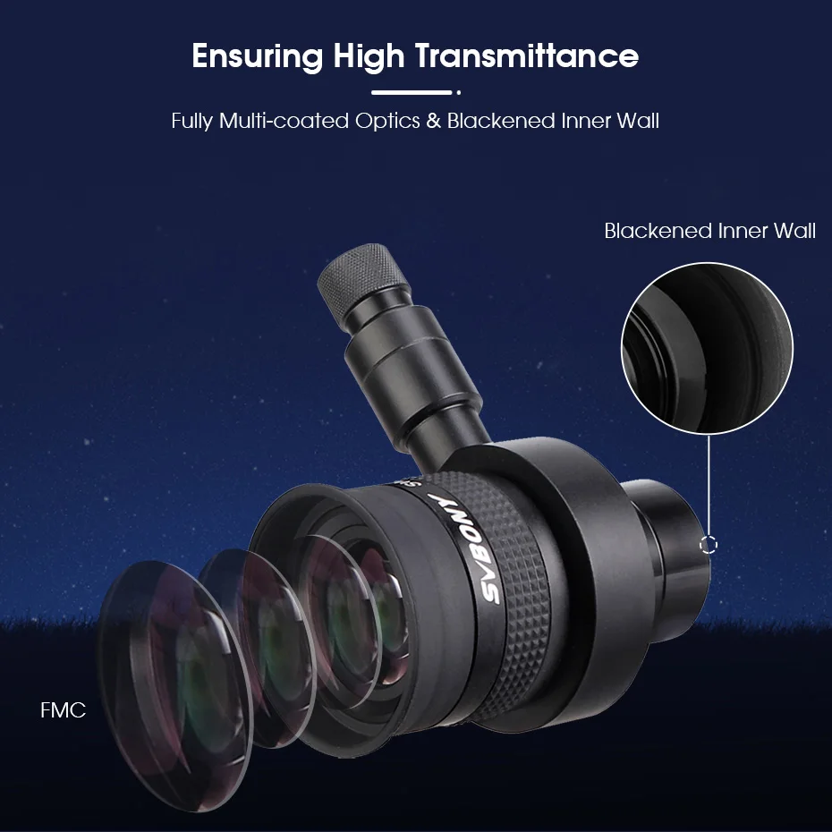 SVBONY SV152 Teleskop beleuchtetes einzelnes Fadenkreuz-Okular 20 mm SWA 70 ° Einstellbar für perfekt geführte Astrofotografie – Detail 10