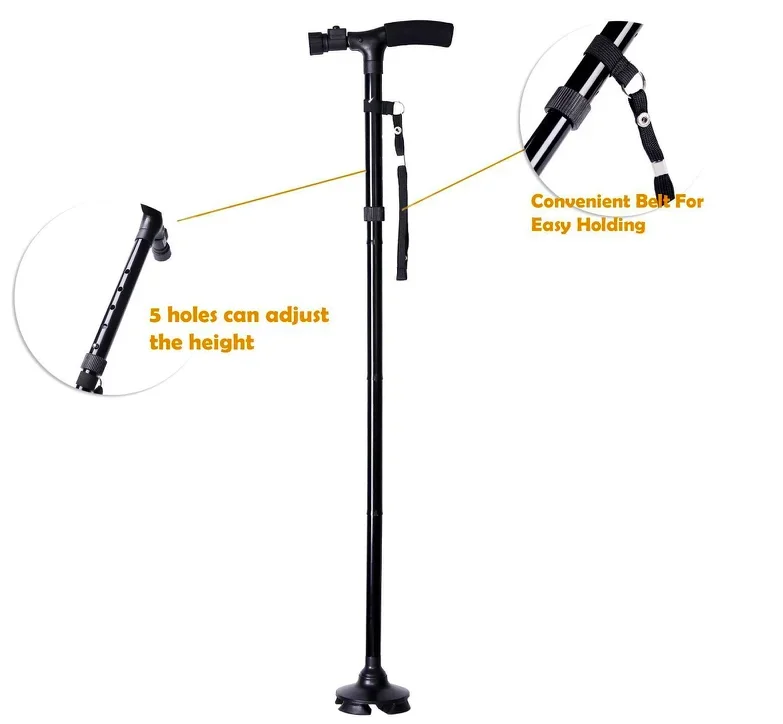 Hiking adjustable walking stick walking cane foldable aluminum alloy Freestanding Walking Cane for elderly person men women