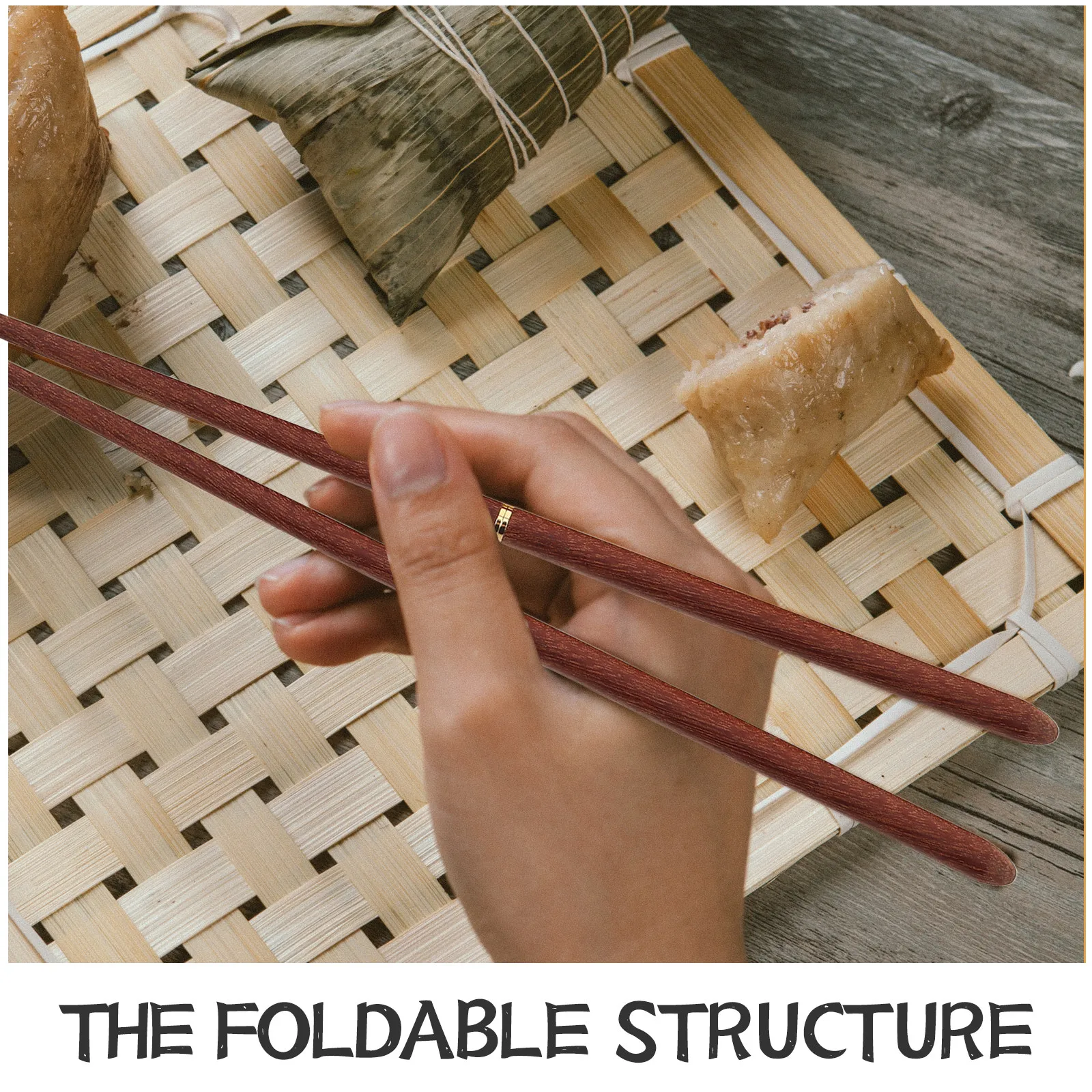Foldable Portable Chopsticks Aluminum Shell Wooden Lightweight Compact for Outdoor Camping Travel Picnic Reusable view 5