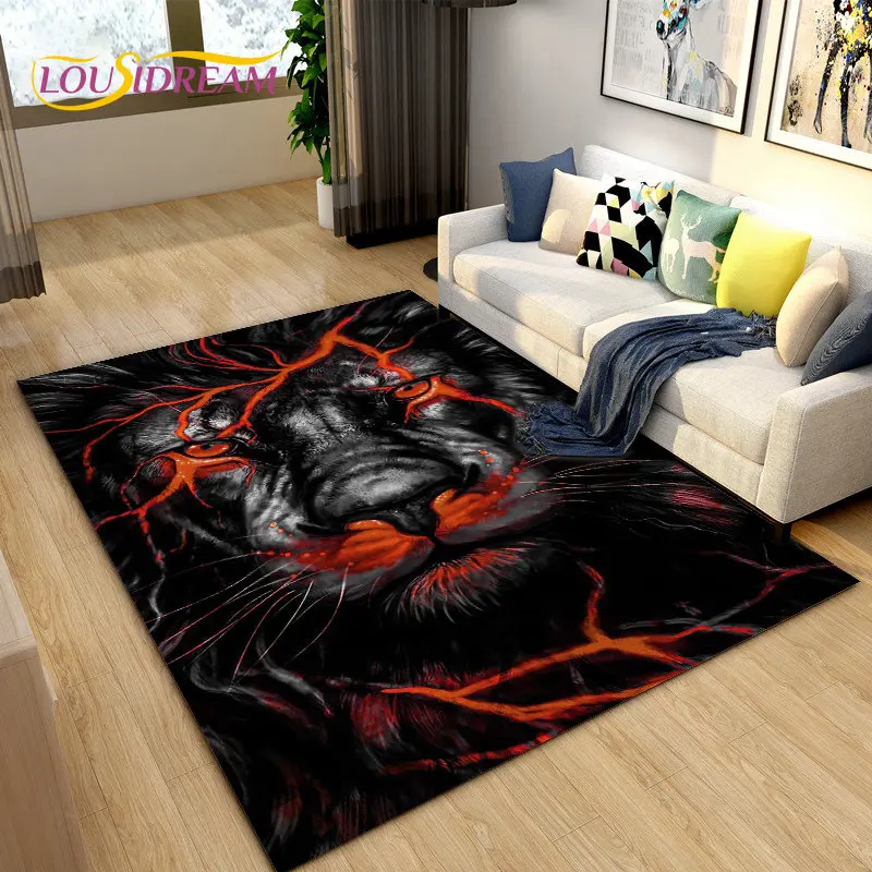 

3D Beast Lion Cartoon Animal Area Rug,Carpet Rug for Living Room Bedroom Sofa Doormat Kitchen Decoration,kids Non-slip Floor Mat