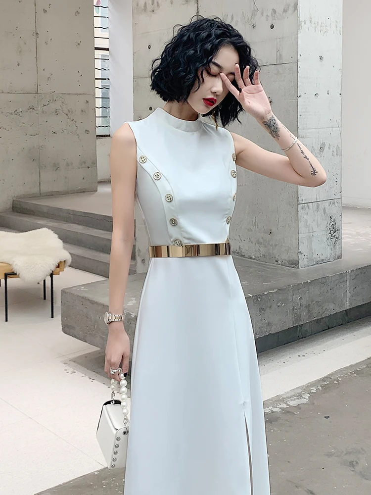 

Ele Small Evening Dr Women's Host Luxury High-End Sensation Daily Wear Korean Sle Long Skirt Faionable Embroidery