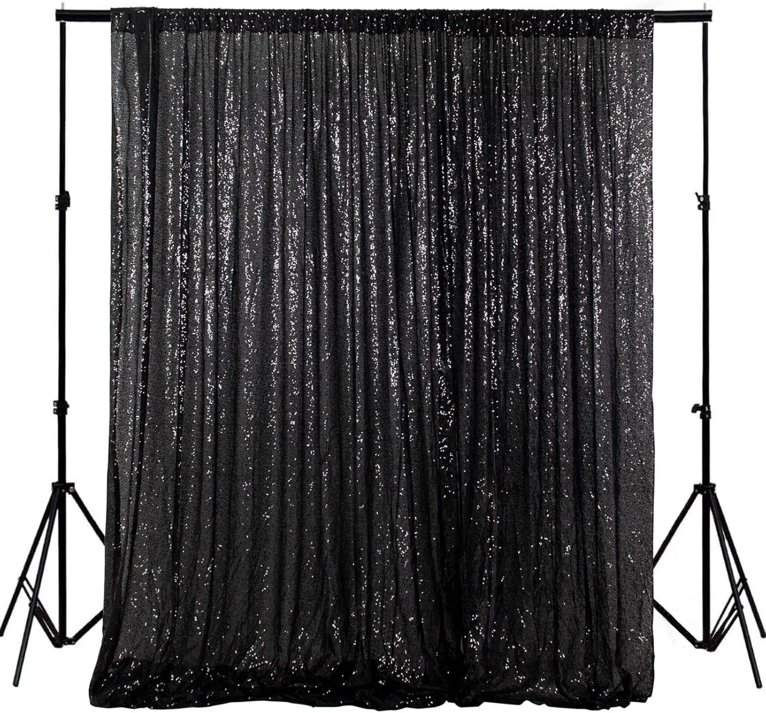 

Black Sequin Backdrop Curtain 2Pcs-7ftx7ft for Wedding Graduation Party Stage Photo Background Decoration