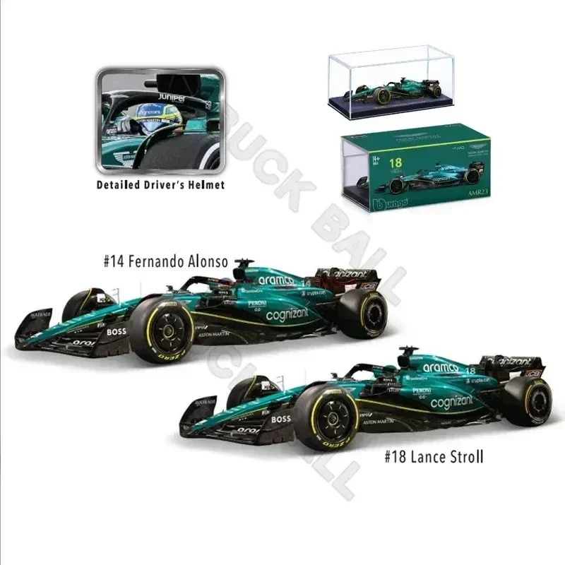 Bburago 1:43 Aston Martin Aramco Amr23 2023 Dust Cover F1 Team 14 Alonso 18 Stroll  Alloy Car Die Cast Model Toy Gifts