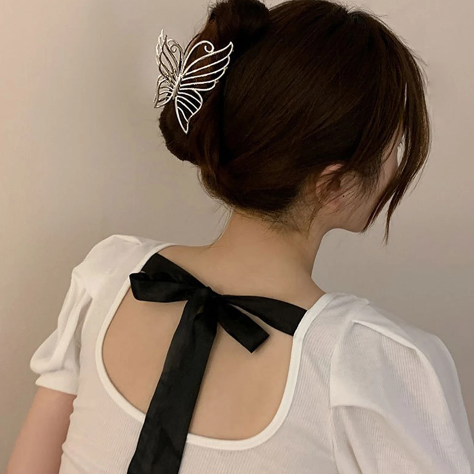 Gold/Silber Farbe Legierung Schmetterling Haar Klaue Clips Frauen Mädchen Pferdeschwanz Halter Koreanische Mode Haar Styling Schmuck Kopfbedeckungen – Detail 2