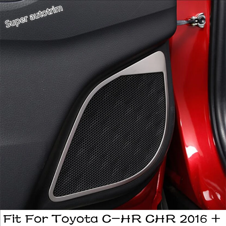 

Stainless Steel Car Door Audio Speaker Decoration Cover Trim 4PCS Fit For Toyota C-HR CHR 2016 - 2022 Interior Refit Accessories