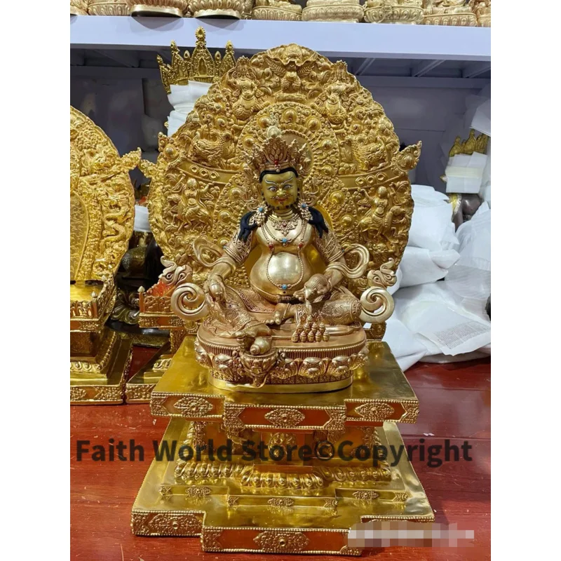 2025 large brass Buddha statue setting platform 30cm Jambhala Yellow God of wealth Buddha statue bring in wealth treasure money