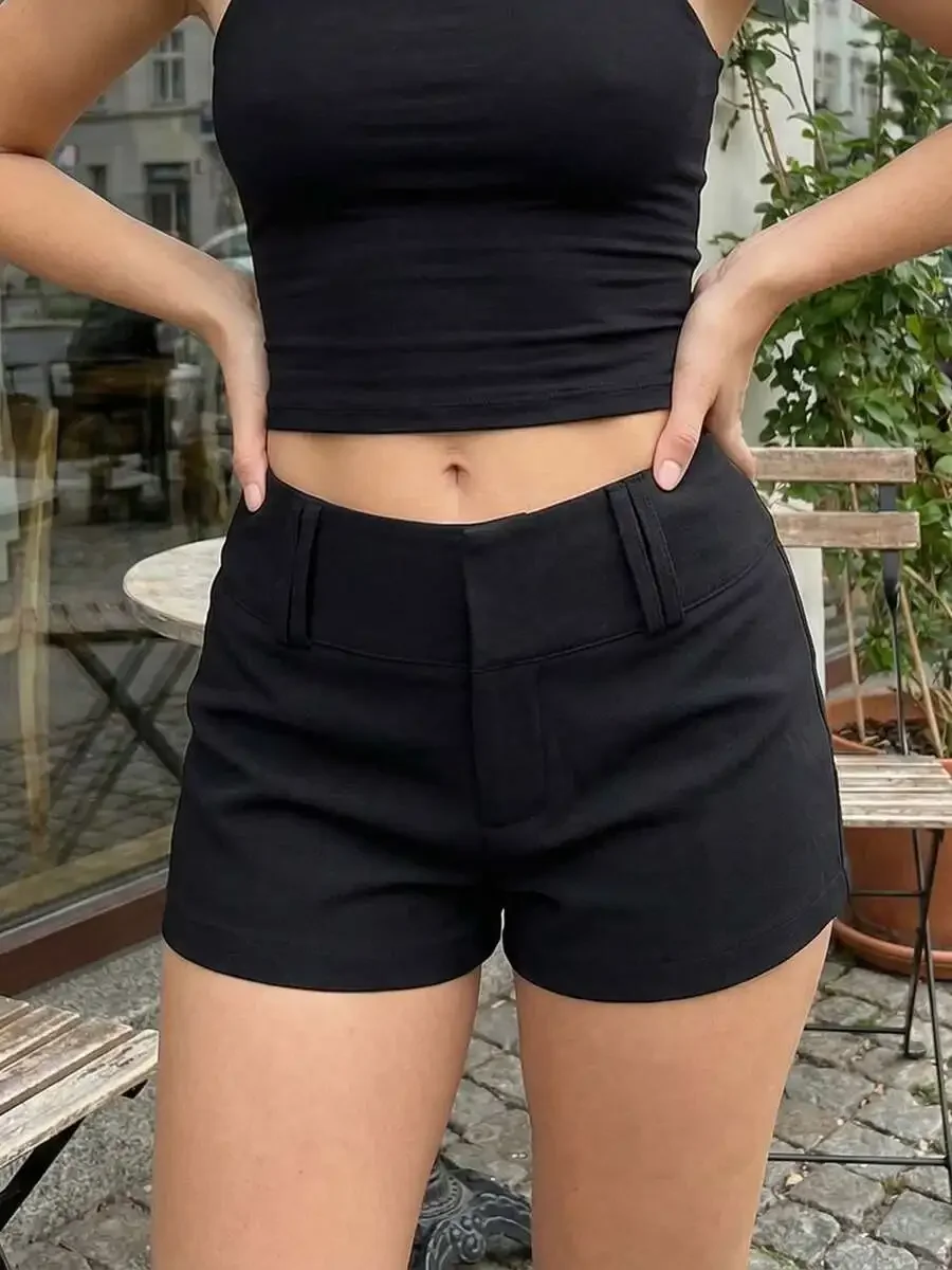 

Women Low Rise Solid Color Cotton Shorts Casual Streetwear Summer Daily Wear
